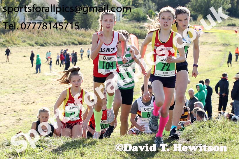 Girls under-13s 2019 Start Fitness Harrier league, Wrekenton, Gateshead. Photo: David T. Hewitson/Sports for All Pics